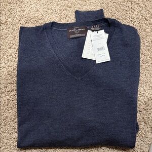 Black Brown 1826 V-Neck Sweater in Deep Blue